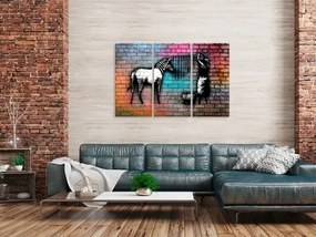 Πίνακας - Washing Zebra - Colourful Brick (3 Parts) - 90x60