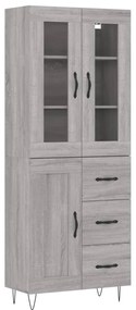 vidaXL Ντουλάπι Γκρι Sonoma 69,5 x 34 x 180 εκ. Επεξεργασμένο Ξύλο