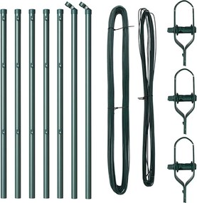 vidaXL Ενσωματωμένος Πόλος Φράχτη 7 pcs Πράσινο