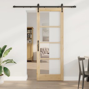 vidaXL Συρόμενη Πόρτα με Σετ Υλικών 78x211 εκ. Συμπαγές Ξύλο Πεύκου