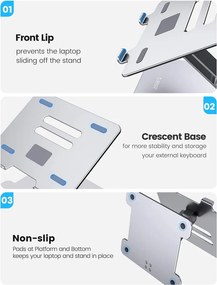 ORICO μεταλλική βάση για laptop/tablet LST-T1, 11~15.6", foldable, ασημί
