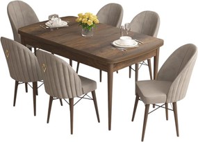 Extendable Dining Table &amp; Chairs Set (7 Pieces) Roz - Baroque, Cappuccino Baroque
Cappuccino