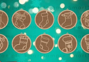 Σετ των 3 Intra απο ξύλο plywood 3mm-4mm πάχος Χριστουγεννιάτικη Μπάλα , Χριστουγεννιάτικο Δίασταση 8x8 cm INTRAFABR-84289585