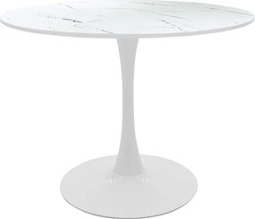 Τραπεζαρία Balou-Parker pakoworld σετ 5τεμ λευκό-μπεζ Φ120x73εκ