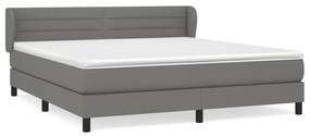 Κρεβάτι Boxspring με Στρώμα Σκούρο Γκρι 180x200 εκ Υφασμάτιν - Γκρι