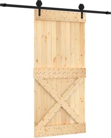 vidaXL Συρόμενη Πόρτα Φυσικό και Μαύρο 95 x 210 cm