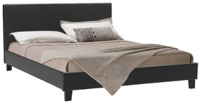 Κρεβάτι Nevil pakoworld διπλό 150x200 PU χρώμα μαύρο ματ - 006-000015