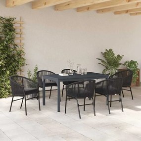 vidaXL Σέτ φαγητού για κήπο 7 pcs Μαύρο Πολυ ράταν