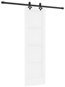 vidaXL Συρόμενη Πόρτα με Σετ Εξαρτημάτων Λευκή 61x198.5 εκ. Συμπαγές Ξύλο Πεύκου