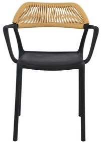 DOLLI Πολυθρόνα Στοιβαζόμενη, PP-UV Μαύρο, Rope Wicker Φυσικό 56x52x78cm