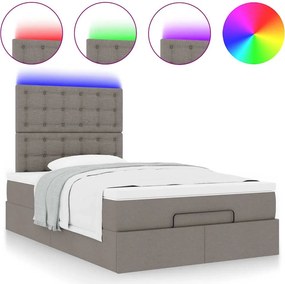 vidaXL Οθωμανικό κρεβάτι με στρώμα &amp; LEDs Taupe 120x190cm ύφασμα