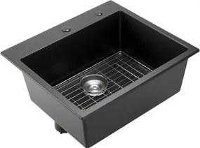 VEVOR 63 cm Granite Kitchen Sink Top Mount Single Bowl Drop-In Basin for RV Bar