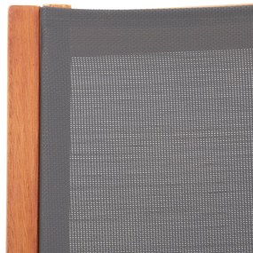 vidaXL Πολυθρόνα Κήπου + Υποπόδιο Γκρι Μασίφ Ξύλο Ευκαλύπτου/Textilene