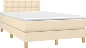 vidaXL Κρεβάτι Boxspring με Στρώμα Κρεμ 120x200 εκ. Υφασμάτινο