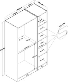 Ντουλάπα Λευκό BRATRIS 135x57.5x210