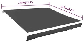 vidaXL Τεντόπανο Ανθρακί 350 x 250 εκ. από Καραβόπανο