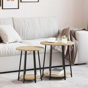 vidaXL Σετ βοηθητικά τραπεζάκια με ράφι 2 pcs Σονομα δρυς και Μαύρο