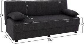 ΚΑΝΑΠΕΣ ΚΡΕΒΑΤΙ ΤΡΙΘΕΣΙΟΣ ΓΚΡΙ HM3239.03 180x72x77 εκ.