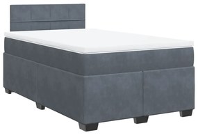 Κρεβάτι Boxspring με Στρώμα Σκούρο Γκρι 120x200 εκ. Βελούδινο - Γκρι