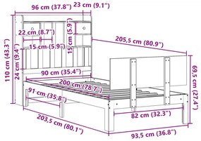 ΚΡΕΒΑΤΙ ΒΙΒΛΙΟΘΗΚΗ ΧΩΡΙΣ ΣΤΡΩΜΑ 90X200 ΕΚ ΜΑΣΙΦ ΞΥΛΟ ΠΕΥΚΟΥ 3322686