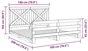 Πλαίσιο Κρεβατιού με Κεφαλάρι 180x200 εκ. από Μασίφ Ξύλο Πεύκου - Καφέ