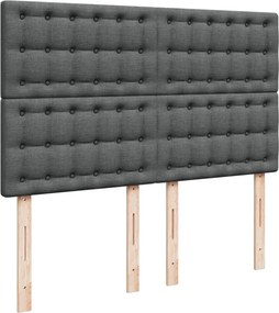 vidaXL Κρεβάτι Boxspring με Στρώμα Σκούρο Γκρι 140x200 εκ Υφασμάτινο
