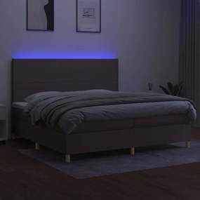 ΚΡΕΒΑΤΙ BOXSPRING ΜΕ ΣΤΡΩΜΑ &amp; LED TAUPE 200X200 ΕΚ. ΥΦΑΣΜΑΤΙΝΟ 3135305