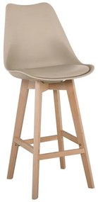MARTIN Σκαμπό BAR Οξιά Φυσικό, Κάθισμα Η.67cm, PP-Pu Sand Beige, Μονταρισμένη Ταπετσαρία 49x54x67/106cm ΕΜ147,91