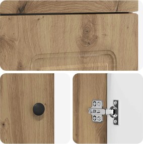 vidaXL Καθρέφτης μπάνιου με νιπτήρα Artisan Δρυς 42 x 40 x 84,5 εκ