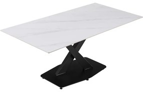 Τραπέζι Tafel pakoworld Sintered stone λευκό με μεταλλικά πόδια σε μαύρη απόχρωση 180x90x76εκ