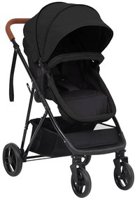 vidaXL Καροτσάκι Μωρού 3 σε 1 Ανθρακί / Μαύρο Ατσάλινο