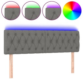 vidaXL Κεφαλάρι Κρεβατιού LED Σκούρο Γκρι 144x7x78/88 εκ. Υφασμάτινο