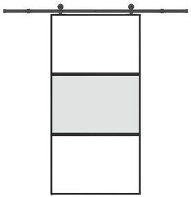 Συρόμενη πόρτα με σετ υλικού 102,5x205 cm από γυαλί&amp;Αλουμίνιο - Μαύρο