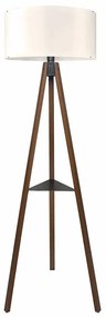 GloboStar® SHELF 204-0129 Μοντέρνο Eπιδαπέδιο Φωτιστικό Μονόφωτο 1 x E27 IP20 Καφέ Ξύλο με Μπεζ Ύφασμα - Μ38 x Π38 x Υ135cm