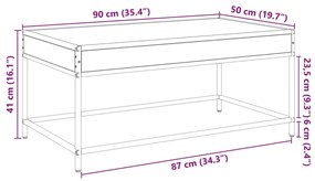 Τραπεζάκι Σαλονιού Άπειρο Φως LED Καφέ Δρυς 90x50x41 εκ. - Καφέ