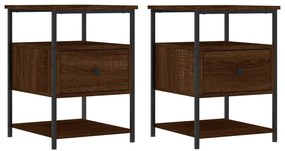 vidaXL Κομοδίνα 2 τεμ. Καφέ Δρυς 40 x 42 x 56 εκ. από Επεξεργ. Ξύλο