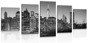 Κέντρο εικόνων 5 τμημάτων Νέα Υόρκη σε ασπρόμαυρο - 100x50