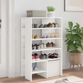 vidaXL Ντουλάπα Παπουτσιών με ράφι 2 pcs Λευκό Επεξεργασμένο ξύλο