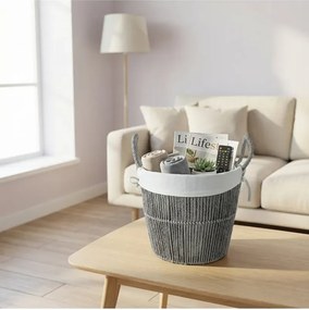 Stewehome Γκρι ψάθινο καλάθι από χαρτί Πολύχρωμο 30x30x26 cm