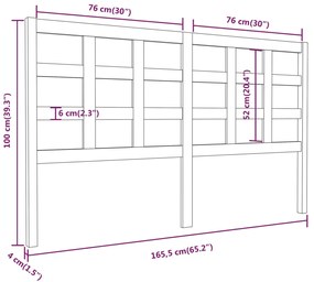 vidaXL Κεφαλάρι Κρεβατιού Λευκό 165,5x4x100 εκ. από Μασίφ Ξύλο Πεύκου