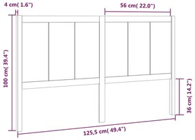 vidaXL Κεφαλάρι Κρεβατιού Μαύρο 125,5 x 4 x 100 εκ. Μασίφ Ξύλο Πεύκου