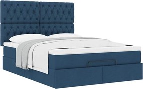 vidaXL Οθωμανικό κρεβάτι με στρώμα μπλε 140x200cm ύφασμα