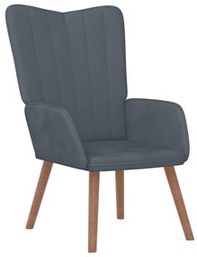 vidaXL Πολυθρόνα Relax Σκούρο Γκρι Βελούδινη με Σκαμπό