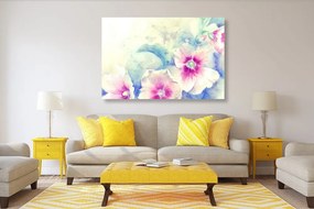 Εικόνα ακουαρέλα εικονογράφηση ροζ λουλούδια - 90x60