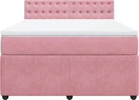 vidaXL Κρεβάτι Boxspring με Στρώμα Ροζ 140x200 εκ. Βελούδινο
