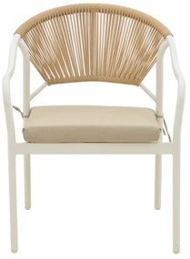 Καρέκλα - Πολυθρόνα Jerqui wicker rattan φυσικό-μεταλλικό εκρού πόδι-μπεζ μαξιλάρι 60x64x78 εκ. 60x64x78 εκ.