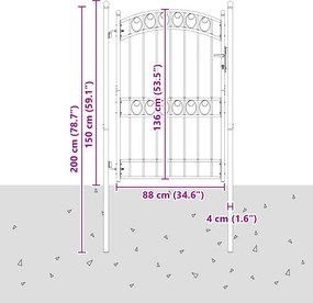 vidaXL Πύλη Φράχτη EMMEN 200 x 100 cm Ατσάλι με Επικάλυψη Πούδρας Γκρι