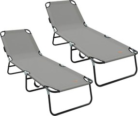 vidaXL Πτυσσόμενη ξαπλώστρα 2 pcs Γκρι 188 x 57 x 86,5 εκ. Πολυεστέρας
