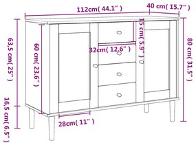 Μπουφές SENJA Καφέ / Ρατάν 112 x 40 x 80 εκ. Μασίφ Ξύλο Πεύκου - Καφέ