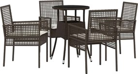 vidaXL Σέτ φαγητού για κήπο 5 pcs Καφέ συνθετικό ρατάν